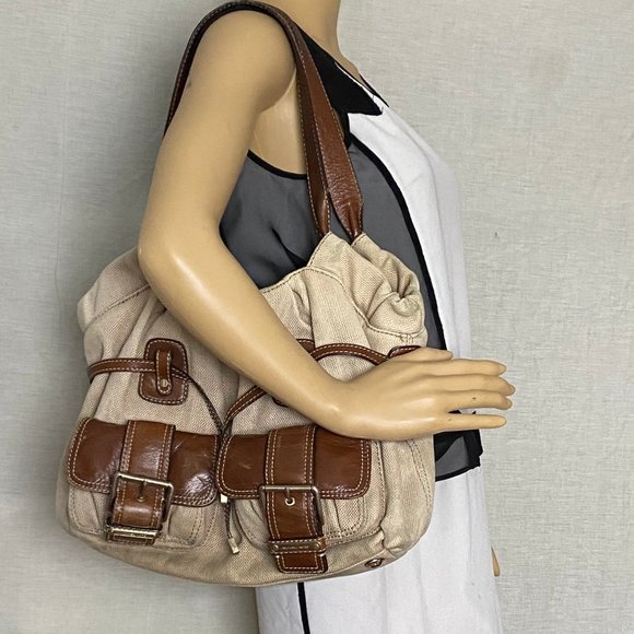 Michael Kors M Tan Brown Interwoven Shoulder Bag - Picture 5 of 11